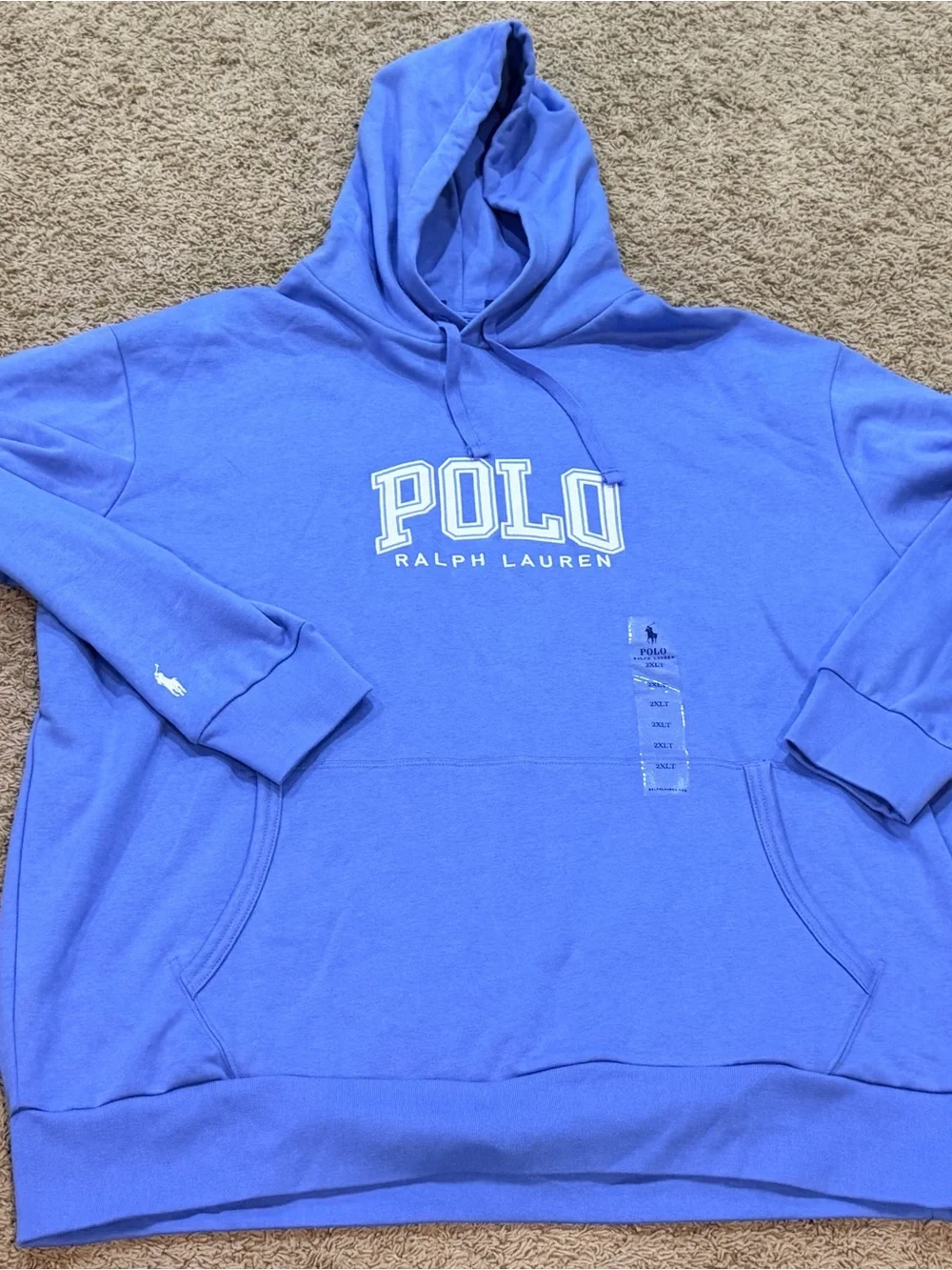 Polo Ralph Lauren Blue POLO Embroidered Logo Fleece Hoodie Sweatshirt NWOT
